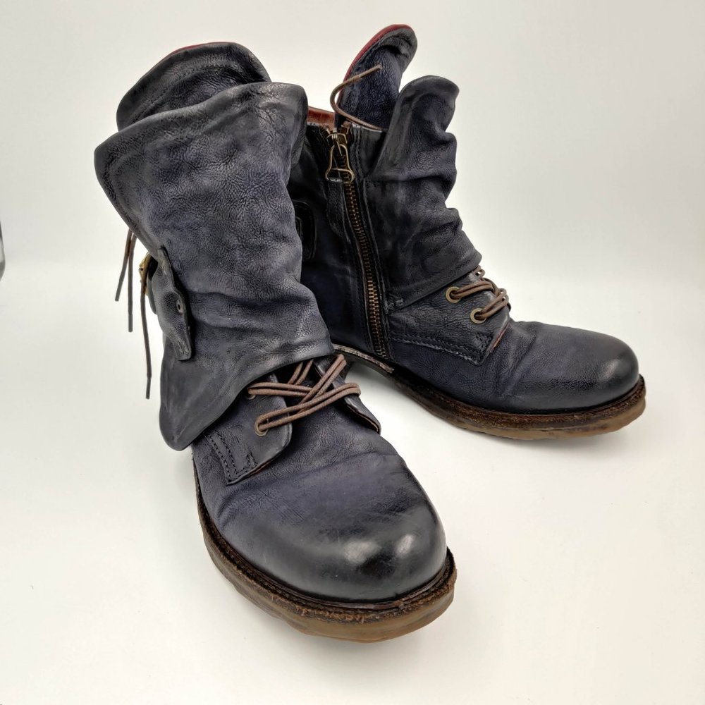 Free People A.S.98 Emerson Engineer Boots in Blue 38 7.5 8 - Picture 2 of 10